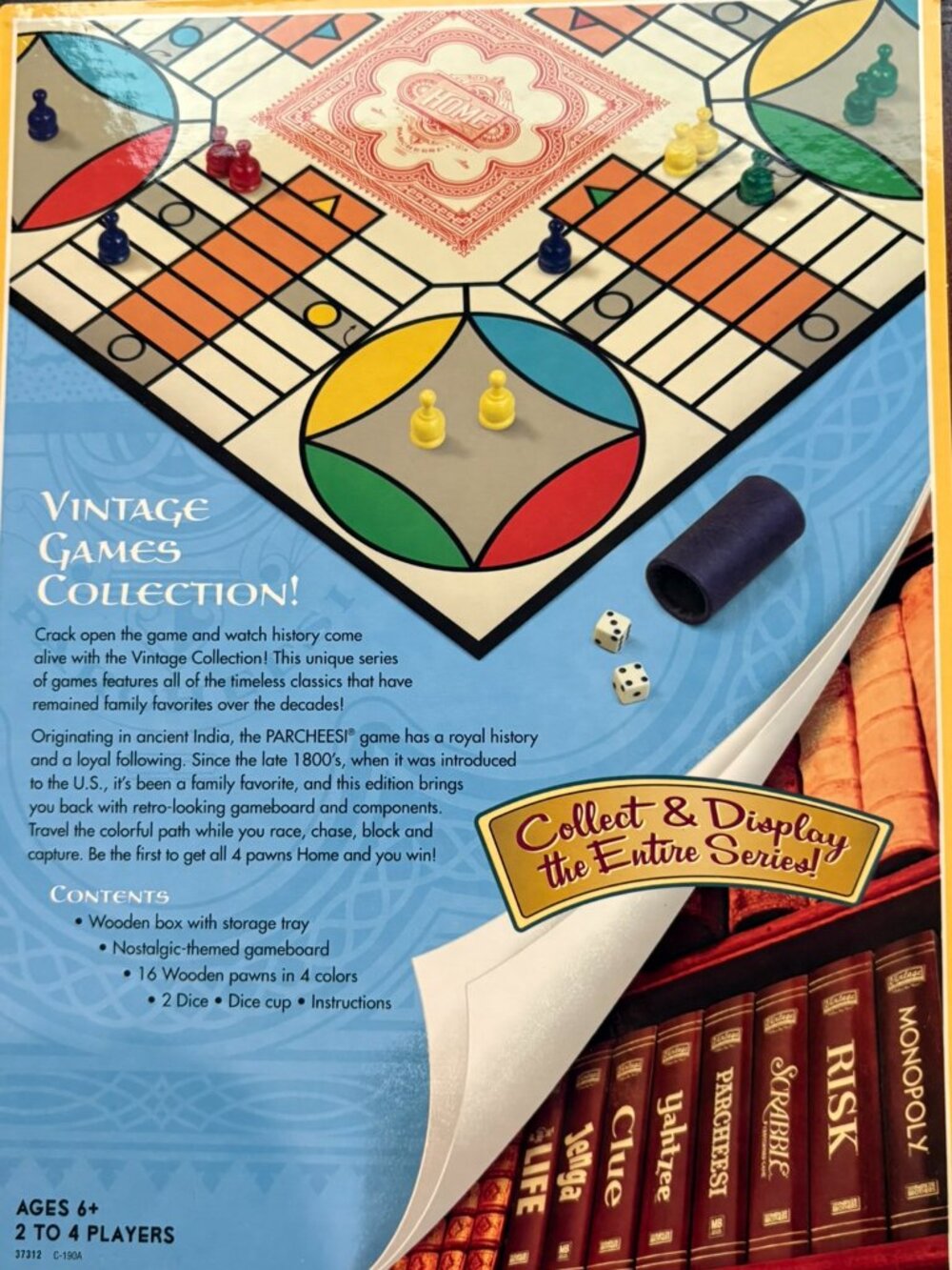 Parcheesi Vintage Wooden Game Bookshelf Edition - Picture 3 of 4